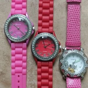 GENEVA PLATINUM CARDINI WOMEN SET OF 3 WATCHES